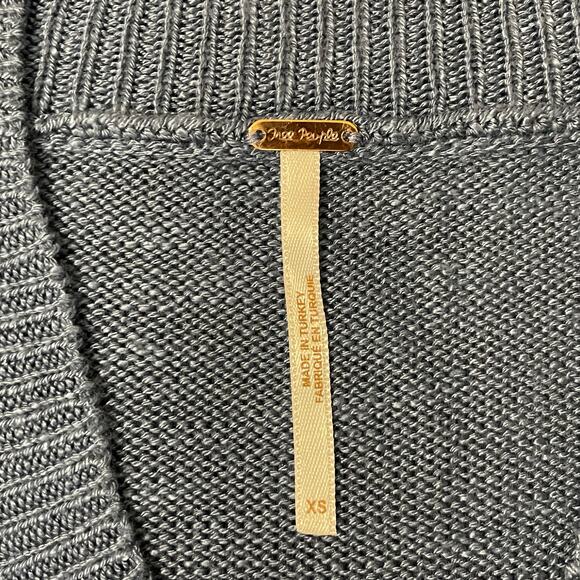 Free People Women's Hannah Sweater Vest Oversized Double V-Neck size XS Blue - Picture 9 of 13